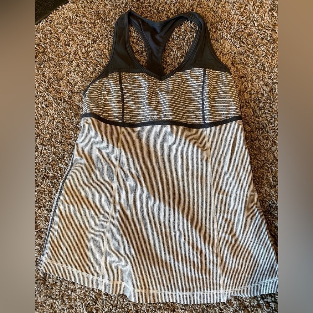 lululemon athletica Black and White Striped Tank Top